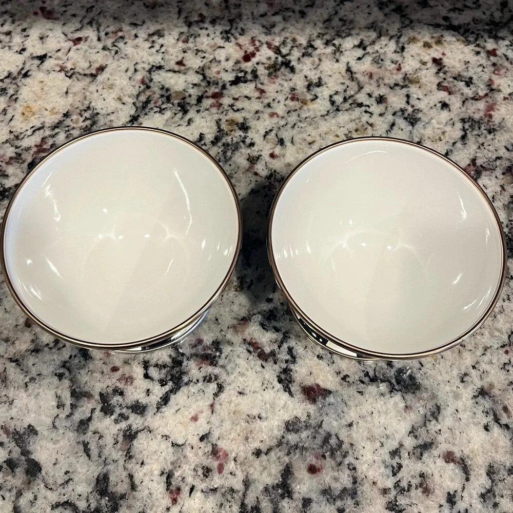 MacKenzie-Childs Courtly Check Enamel Ice Cream Dishes (2) New w/ tags.